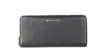 Michael Kors Jet Set Travel Large Black Pebble Leather Continental Wrist Wallet In Multi