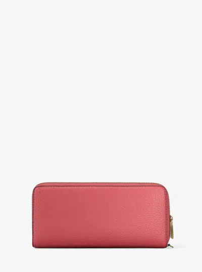 Michael Kors Jet Set Travel Large Pebbled Leather Continental Wallet In Pink