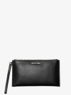 Michael Kors Jet Set Travel Large Pebbled Leather Pouch In Black