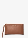 Michael Kors Jet Set Travel Large Pebbled Leather Pouch In Brown