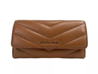 Michael Kors Jet Set Travel Large Quilted Leather Trifold Wallet In Brown
