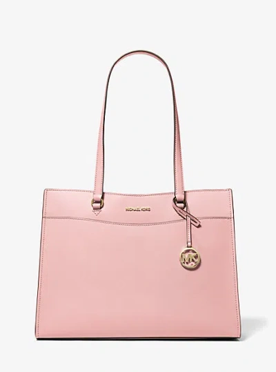 Michael Kors Jet Set Travel Large Saffiano Leather Pocket Tote Bag In Pink