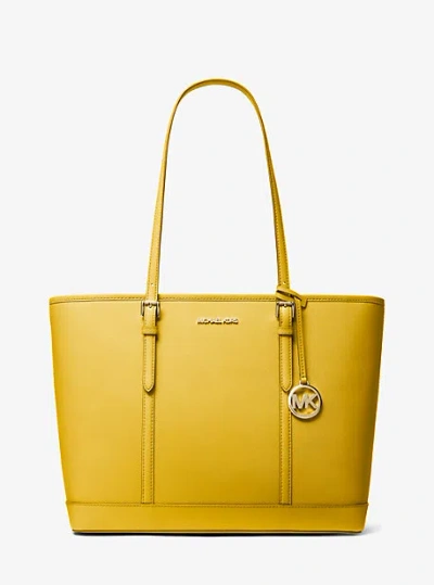 Michael Kors Jet Set Travel Large Saffiano Leather Tote Bag In Yellow