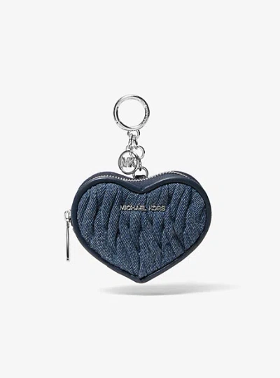 Michael Kors Jet Set Travel Matelassé Denim Heart Coin Pouch In Blue
