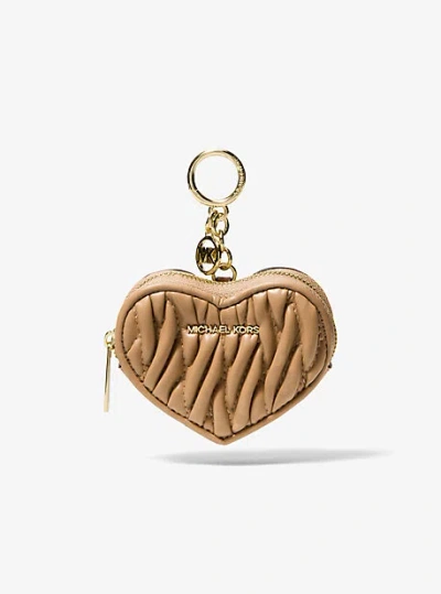 Michael Kors Jet Set Travel Matelassé Heart Coin Pouch In Brown
