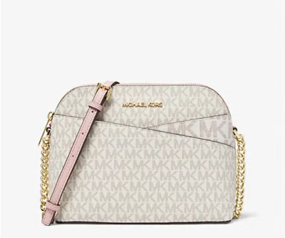 Michael Kors Jet Set Travel Medium Logo Dome Crossbody Bag (vanilla) In 35f1gtvc6b In Multi