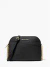 Michael Kors Jet Set Travel Medium Logo Dome Crossbody Bag (vanilla) In Black/ Gold In Multi