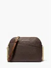 Michael Kors Jet Set Travel Medium Logo Dome Crossbody Bag (vanilla) In Brwon In Multi