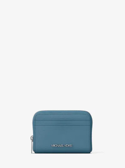 Michael Kors Jet Set Travel Medium Saffiano Leather Wallet In Blue