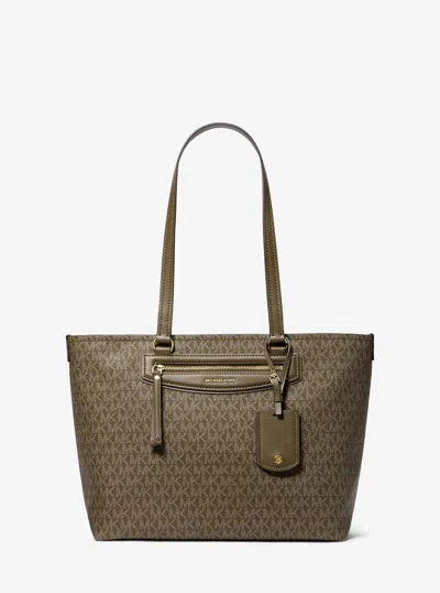 Michael Kors Jet Set Travel Medium Signature Logo Tote Bag In Brown