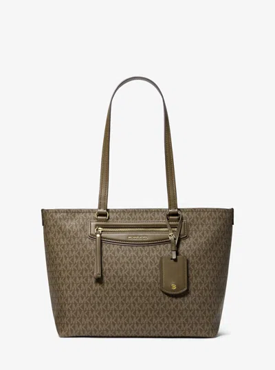 Michael Kors Jet Set Travel Medium Signature Logo Tote Bag In Green