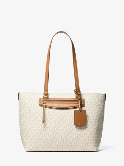 Michael Kors Jet Set Travel Medium Signature Logo Tote Bag In Neutral