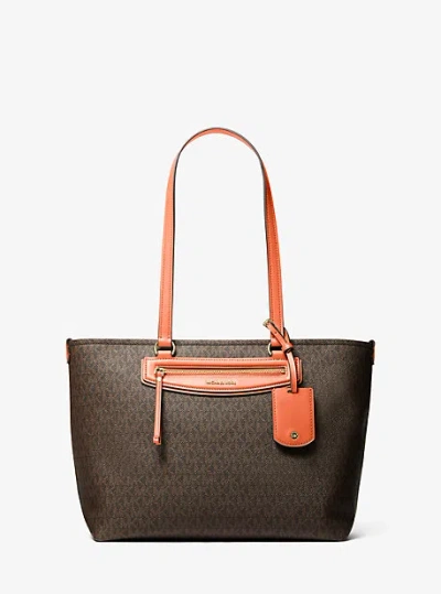 Michael Kors Jet Set Travel Medium Signature Logo Tote Bag In Orange