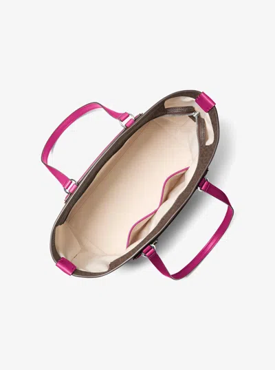Michael Kors Jet Set Travel Medium Signature Logo Tote Bag In Pink