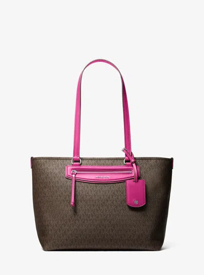 Michael Kors Jet Set Travel Medium Signature Logo Tote Bag In Pink