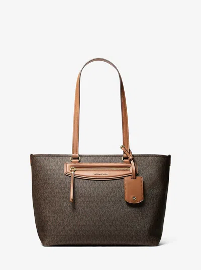 Michael Kors Jet Set Travel Medium Signature Logo Tote Bag In Sand