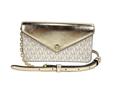 Michael Kors Jet Set Travel Pale Gold Small Flap Clutch Crossbody Bag In Multi