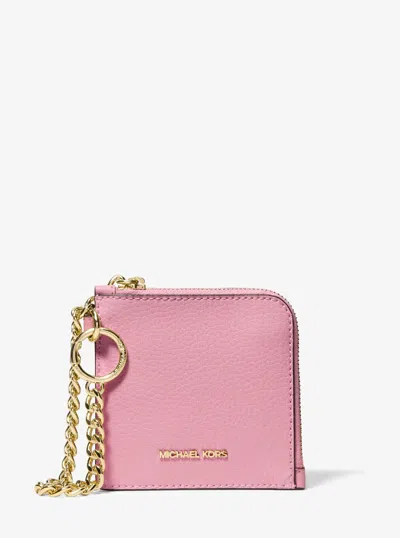 Michael Kors Jet Set Travel Pebbled Leather Chain Wallet In Pink