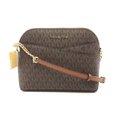 Michael Kors Jet Set Travel Shoulder Bag Pvc Leather In Brown