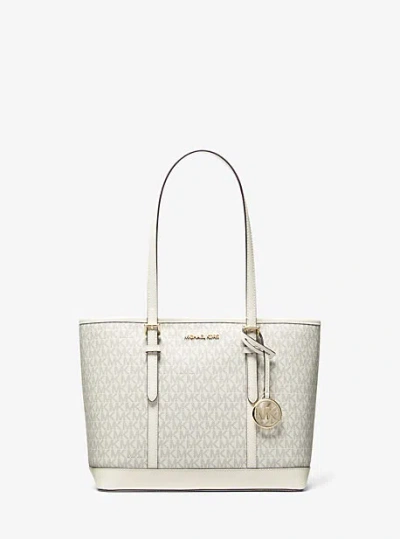Michael Kors Jet Set Travel Small Logo Top-zip Tote Bag In Brown