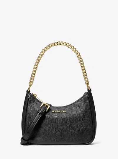 Michael Kors Jet Set Travel Small Pebbled Leather Convertible Crossbody Bag In Black