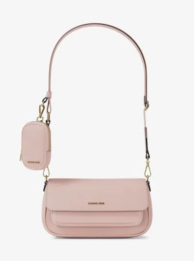 Michael Kors Jet Set Travel Small Pebbled Leather Crossbody Bag With Pouch In Pink