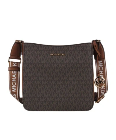 Michael Kors Jet Set Travel Small Signature Logo Messenger Bag In Brown
