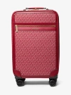 Michael Kors Jet Set Travel Small Signature Logo Suitcase In Red