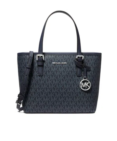 Michael Kors Jet Set Travel Ultra-small Logo Top Zipper Handbag In Gray