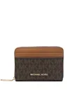 Michael Kors Printed Canvas Card Holder In Brown