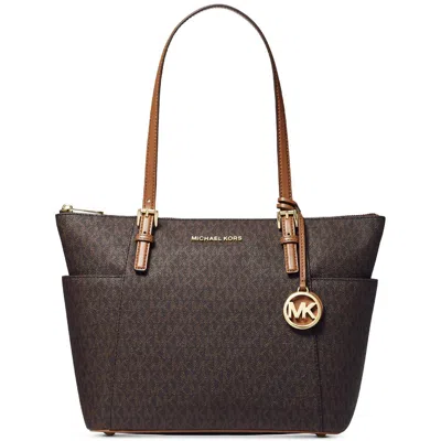 Michael Kors Jet Set Womens Coated Canvas Shoulder East West Handbag In Multi