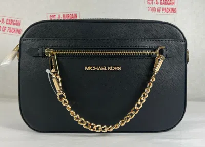 Michael Kors Jet Set Zi Chain Saffiano Leather Crossbody Bag In Black