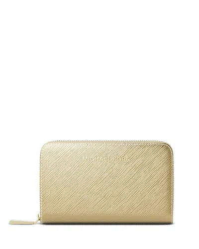 Michael Kors Jet Set Zip Around Card Case In Gold
