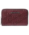 Michael Kors Jet Set Zip Around Card Case Wallet In Burgundy