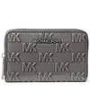 Michael Kors Jet Set Zip Around Card Case Wallet In Gray
