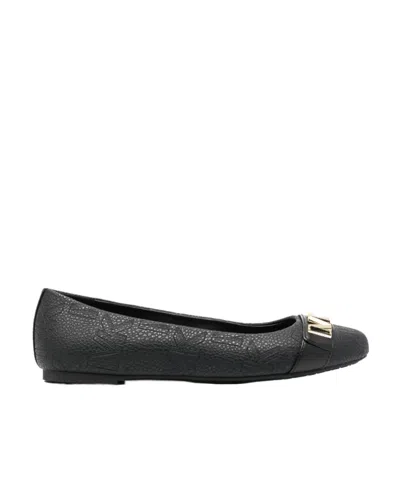 Michael Kors Nori Leather Ballerina Shoes In Black