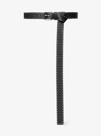Michael Kors Jodi Hand-stitched Leather Belt In Black