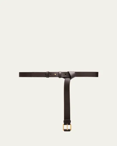 Michael Kors Jodi Leather Trouser Belt In Brown