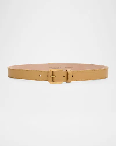 Michael Kors Jodi Leather Trouser Belt In Metallic