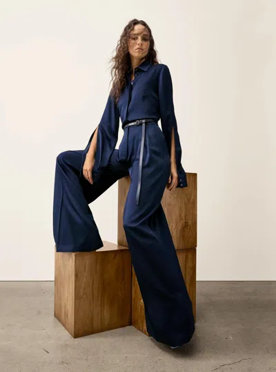 Michael Kors Jodi Leather Trouser Belt In Blue