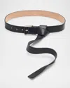 Michael Kors Jodi Shiny Nappa Wrap Belt In Black