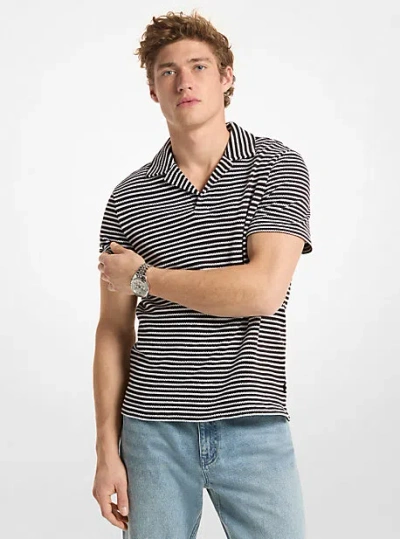 Michael Kors Johnny Striped Jacquard Polo Shirt In Black