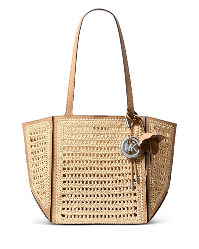 Michael Kors Jordi Crochet Straw Tote Bag In Neutral