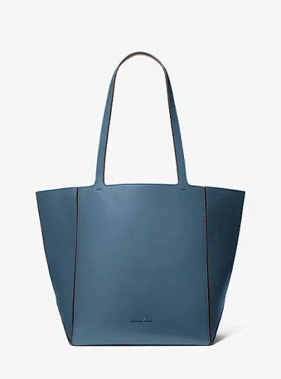 Michael Kors Jordi Large Leather Tote Bag In Blue