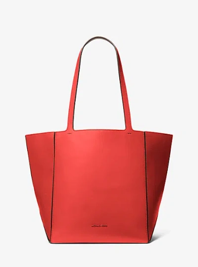 Michael Kors Jordi Large Leather Tote Bag In Red