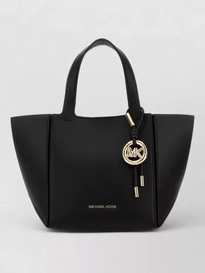 Michael Kors Jordi Leather Shoulder Bag Gold Hardware In Black