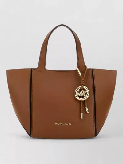 Michael Kors Jordi Leather Shoulder Bag Gold Hardware In Brown