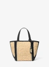 Michael Kors Jordi Small Hand-crocheted And Leather Tote Bag In Natural