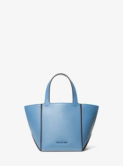 Michael Kors Jordi Small Leather Tote Bag In Blue