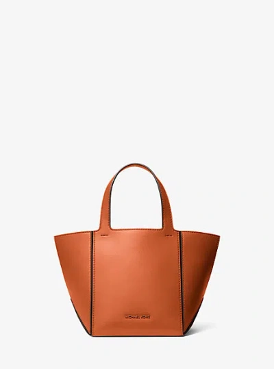 Michael Kors Jordi Small Leather Tote Bag In Orange
